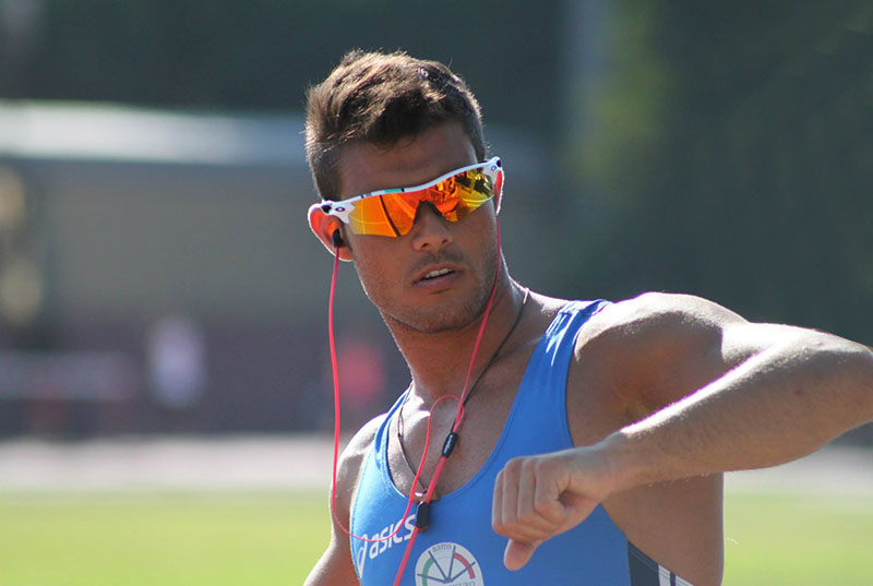 Cristiano Perseu durante una gara di atletica leggera