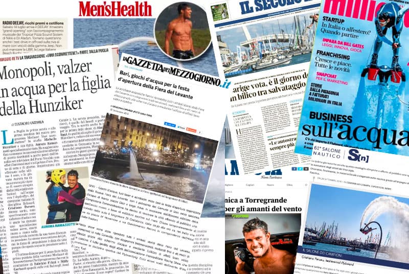 Rassegna stampa dedicata a Cristiano Perseu e al Flyboard
